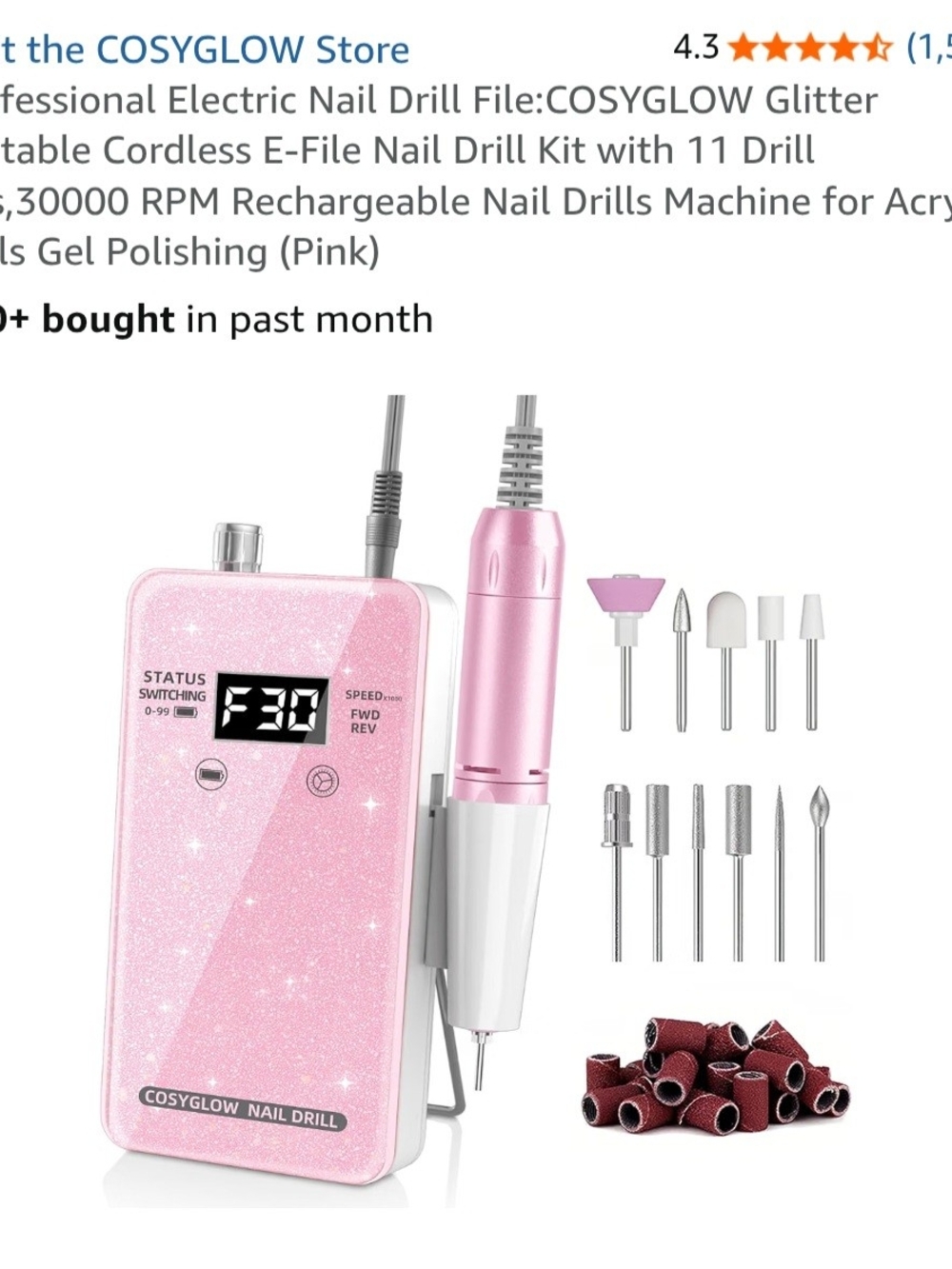 Bershka Pink Rechargeable Electric Nail Drill Kit